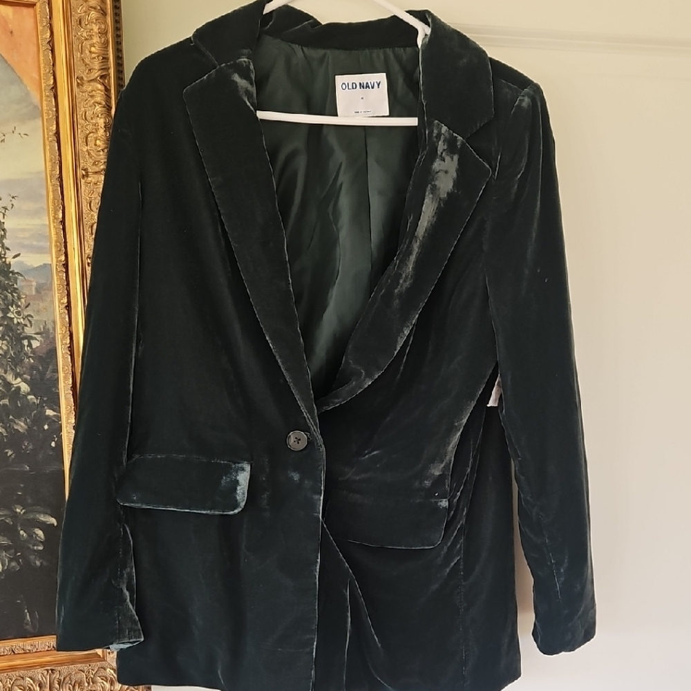 Old Navy Women's Velvet Blazer - Deep Forest